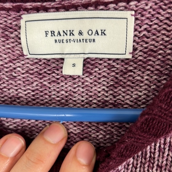 Frank & Oak Burgundy Two-Tone Cotton-Wool Blend Sweater - Picture 5 of 9